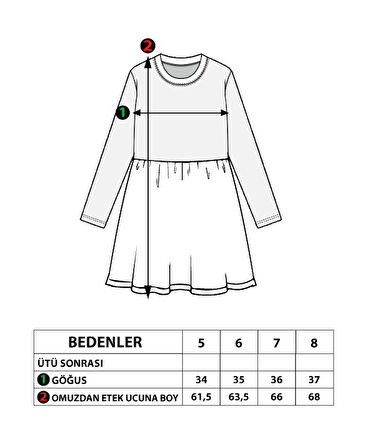 Toontoy Kız Çocuk Baskılı Garni Detaylı Elbise