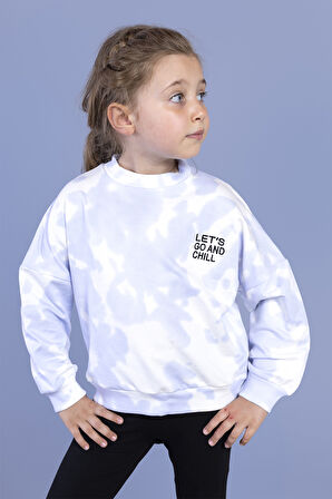 Toontoy Kız Çocuk Nakışlı Batik Desenli Sweatshirt