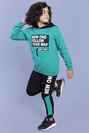 Toontoy Erkek Çocuk Kapüşonlu Baskılı Eşofman Takımı