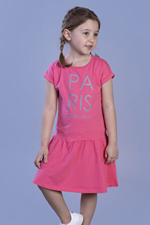 Toontoy Kız Çocuk Reflektör Baskılı Elbise