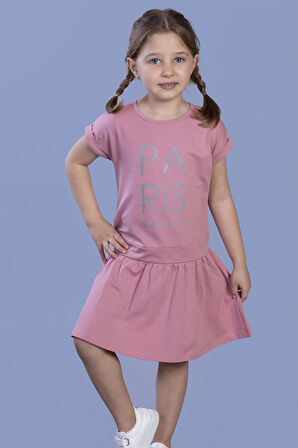 Toontoy Kız Çocuk Reflektör Baskılı Elbise