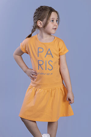 Toontoy Kız Çocuk Reflektör Baskılı Elbise