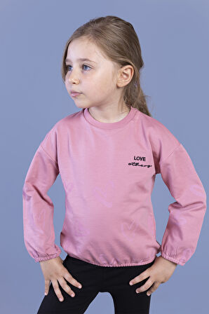 Toontoy Kız Çocuk Nakışlı Büzgü Detaylı Sweatshirt