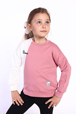 Toontoy Kız Çocuk Blok Kesikli Sweatshirt