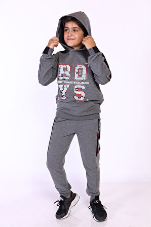Toontoy Erkek Çocuk Kapüşonlu Baskılı Eşofman Takımı