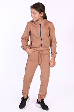 Toontoy Kız Çocuk Reflektör Detaylı Kapşonlu Eşofman Takımı