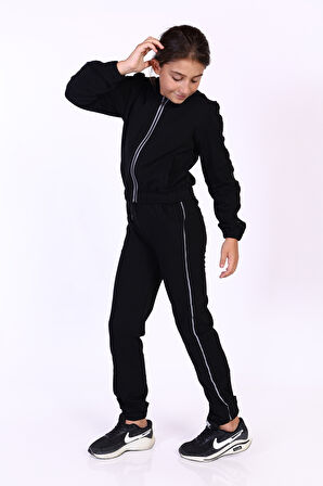 Toontoy Kız Çocuk Reflektör Detaylı Kapşonlu Eşofman Takımı