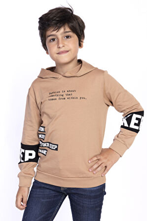 Toontoy Erkek Çocuk Kapşonlu Kolları Garnili Sweatshirt