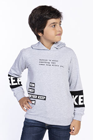 Toontoy Erkek Çocuk Kapşonlu Kolları Garnili Sweatshirt