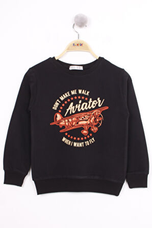 Toontoy Erkek Çocuk Uçak Baskılı Sweatshirt