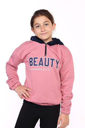 Toontoy Kız Çocuk Kapüşonlu Baskılı Sweatshirt