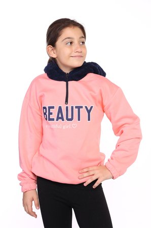 Toontoy Kız Çocuk Kapüşonlu Baskılı Sweatshirt