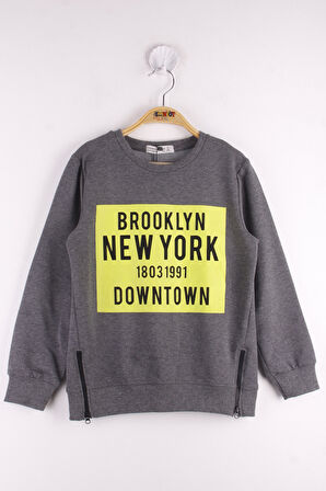Toontoy Erkek Çocuk Brooklyn Baskılı Fermuar Detaylı Sweatshirt