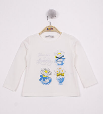 Toontoy Kız Çocuk Papatya Vazo Baskılı T-Shirt