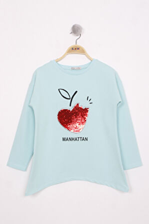 Toontoy Kız Çocuk Pullu Kalp Nakışlı Tişört