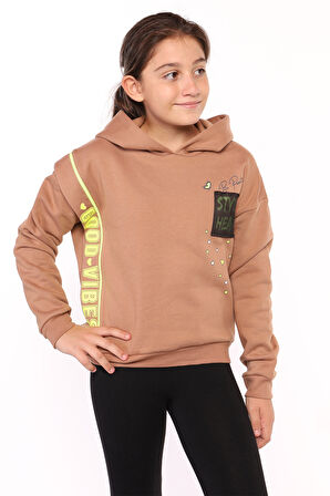 Toontoy Kız Çocuk İçi Pamuklu Baskılı Sweatshirt
