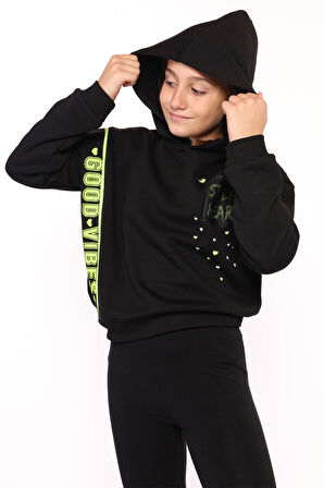 Toontoy Kız Çocuk İçi Pamuklu Baskılı Sweatshirt