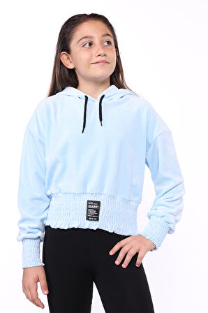 Toontoy Kız Çocuk Kapüşonlu Kadife Sweatshirt