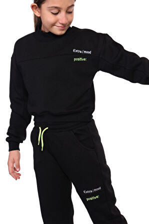 Toontoy Kız Çocuk Nakışlı Balıkçı Yaka Eşofman Takımı