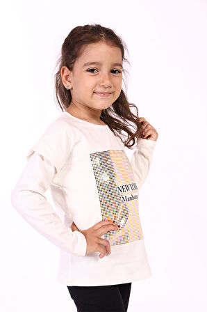 Toontoy Kız Çocuk Baskılı Tişört