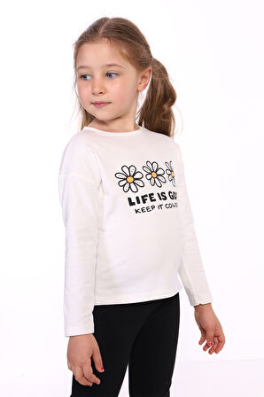 Toontoy Kız Çocuk Baskılı Tişört