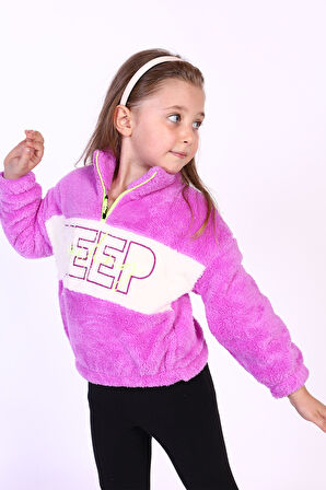 Toontoy Kız Çocuk Nakışlı Peluş Sweatshirt