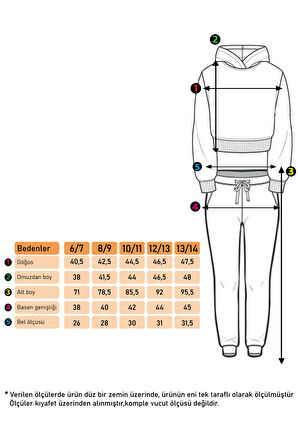 Toontoy Kız Çocuk Kapüşonlu Baskılı Crop Takım
