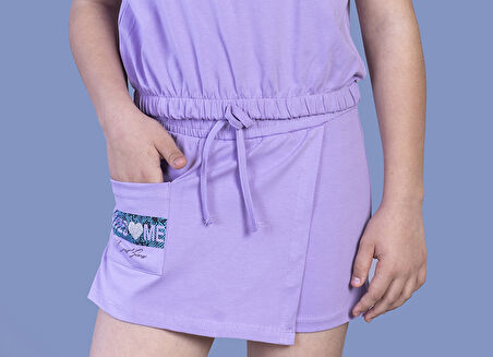 Toontoy Kız Çocuk Baskılı Cep Detaylı Etekli Şort