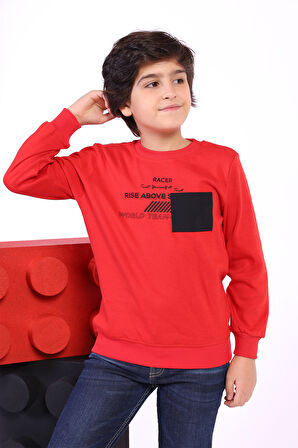 Toontoy Erkek Çocuk Cep Detaylı Baskılı Sweatshirt