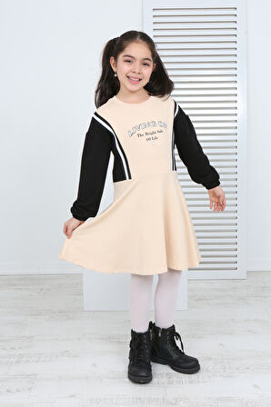 Toontoy Kız Çocuk Garni Detaylı Baskılı Elbise