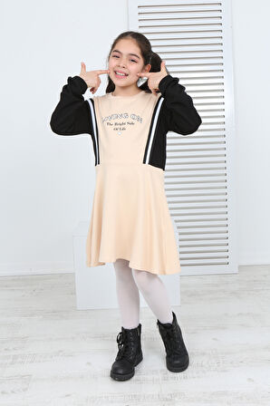 Toontoy Kız Çocuk Garni Detaylı Baskılı Elbise