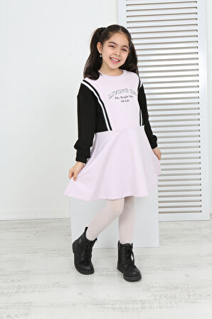 Toontoy Kız Çocuk Garni Detaylı Baskılı Elbise