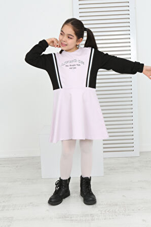 Toontoy Kız Çocuk Garni Detaylı Baskılı Elbise