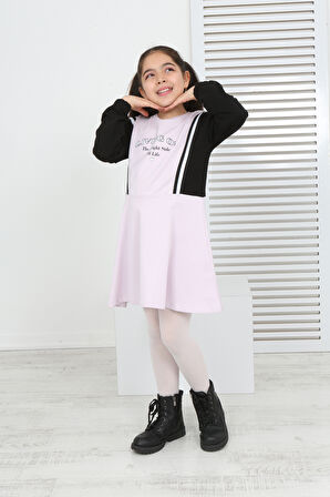 Toontoy Kız Çocuk Garni Detaylı Baskılı Elbise