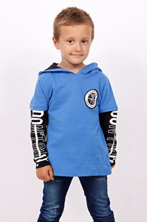 Toontoy Erkek Çocuk Kapşonlu Kolları Baskılı Sweatshirt