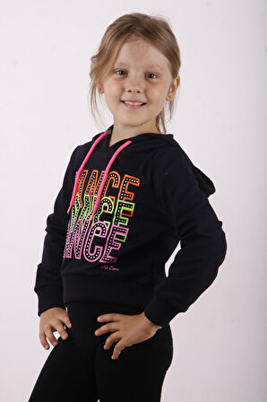 Toontoy Kız Çocuk Dance Baskılı Kapüşonlu Sweatshirt