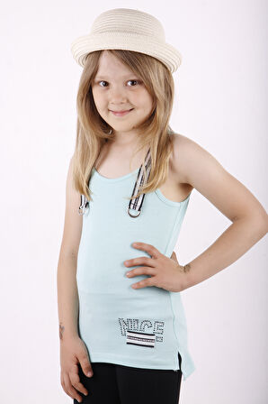 Toontoy Kız Çocuk Omuz Şerit Aksesuarlı Atlet