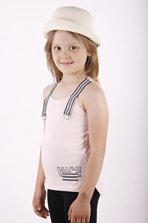 Toontoy Kız Çocuk Omuz Şerit Aksesuarlı Atlet