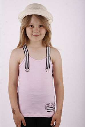 Toontoy Kız Çocuk Omuz Şerit Aksesuarlı Atlet