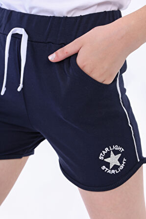 Toontoy Kız Çocuk Yıldız Arma Nakışlı Şort