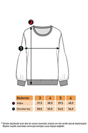 Toontoy Kız Çocuk Baskılı Balon Kol Sweatshirt