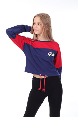Toontoy Kız Çocuk Varaklı Girl Baskılı Sweatshirt
