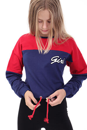 Toontoy Kız Çocuk Varaklı Girl Baskılı Sweatshirt