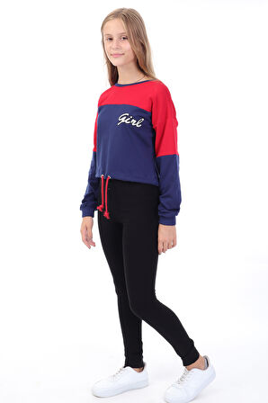 Toontoy Kız Çocuk Varaklı Girl Baskılı Sweatshirt