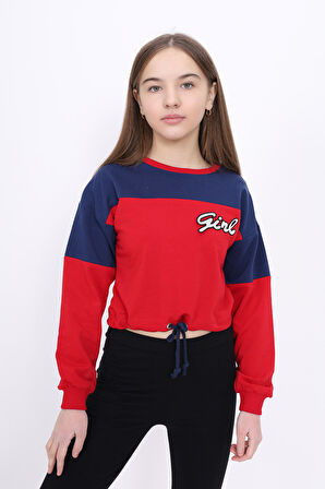 Toontoy Kız Çocuk Varaklı Girl Baskılı Sweatshirt