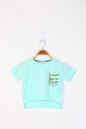 Toontoy Kız Çocuk Baskılı Taş İşlemeli Tişört