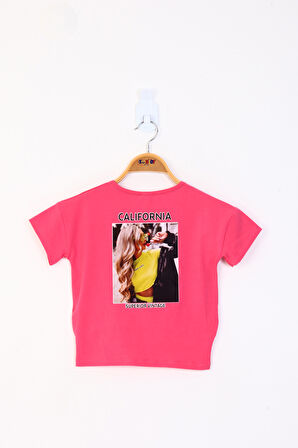 Toontoy Kız Çocuk Baskılı Taş İşlemeli Tişört