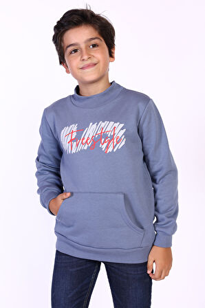 Toontoy Erkek Çocuk Kanguru Cepli Baskılı Sweatshirt