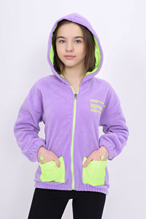 Toontoy Kız Çocuk Neon Detaylı Baskılı Hırka
