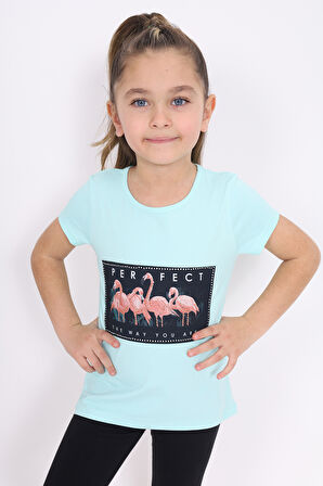 Toontoy Kız Çocuk Flamingo Baskılı Tişört